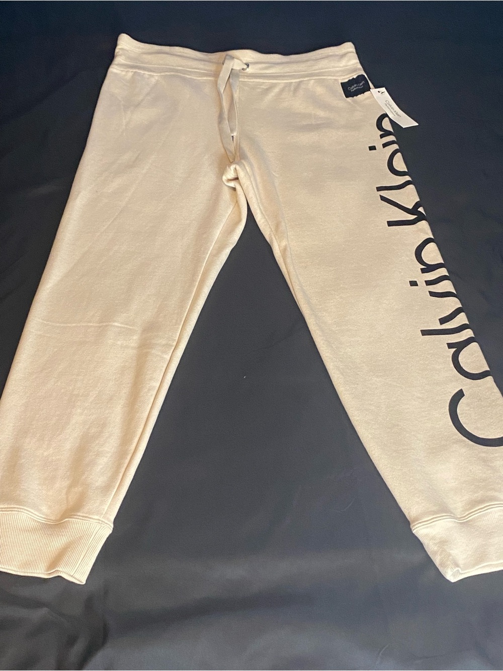 Calvin Klein Performance Womens White Fleece Logo Jogger Sweatpants Size L NWT